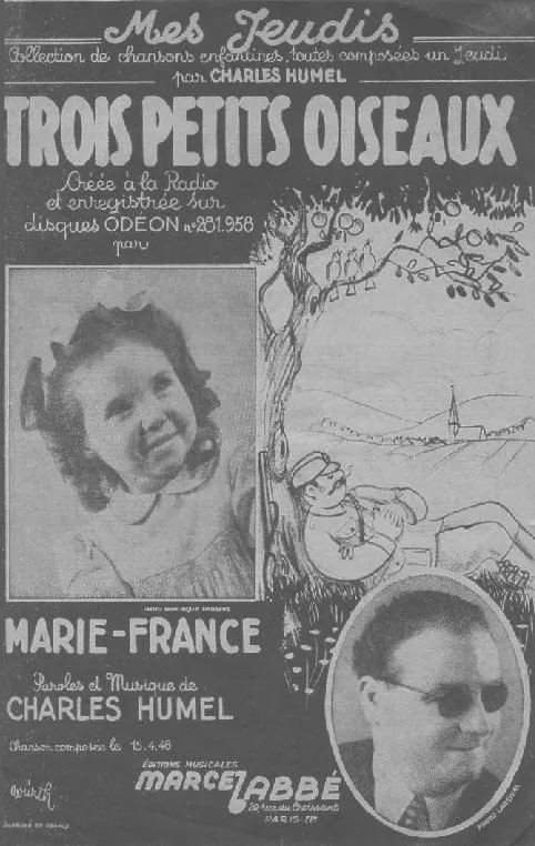 télécharger la partition d'accordéon Trois petits oiseaux (Enregistrée par : Marie-France) au format PDF