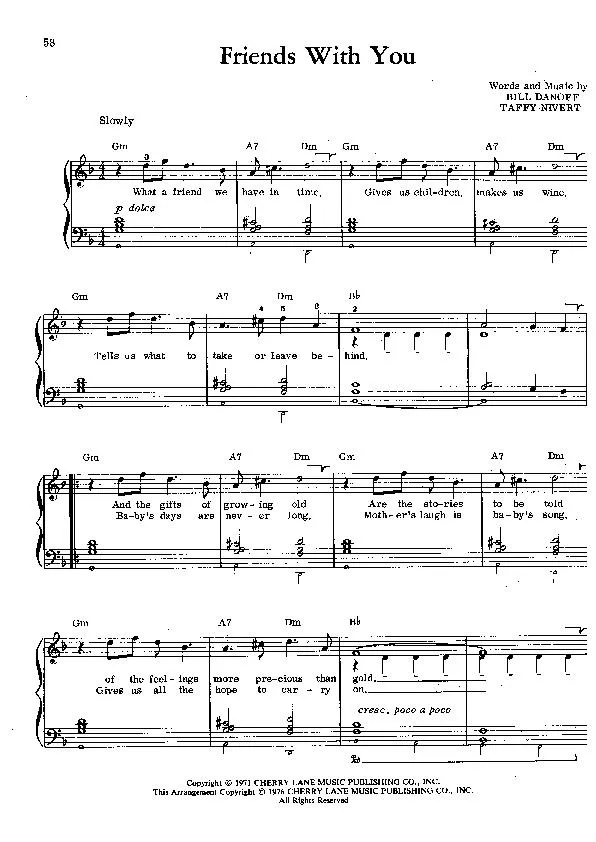 télécharger la partition d'accordéon Friends with you (Interprète : John Denver) (Slow) au format PDF