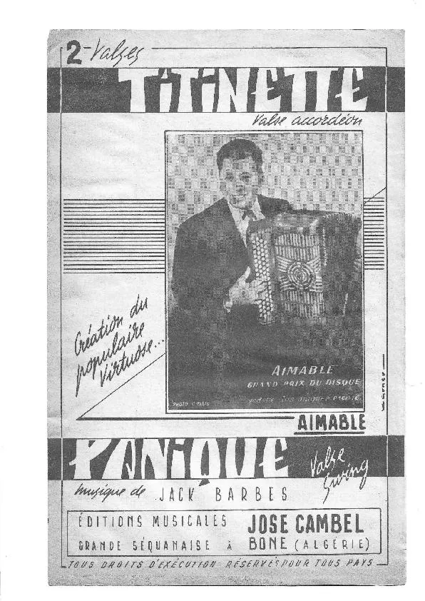 télécharger la partition d'accordéon Panique (Valse Swing) au format PDF
