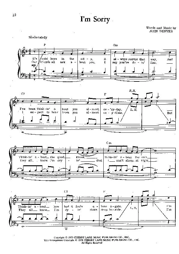 télécharger la partition d'accordéon I'm sorry (Bolero) au format PDF
