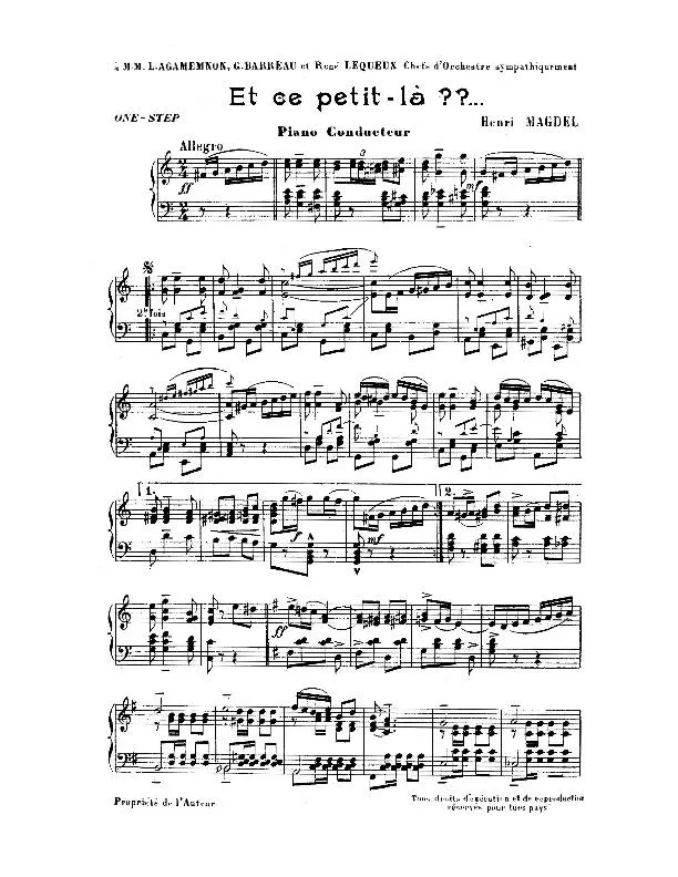 télécharger la partition d'accordéon Et ce petit là (One Step) (Partie : Piano Conducteur) au format PDF