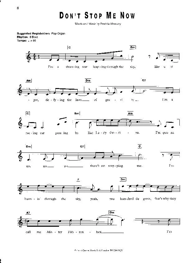 télécharger la partition d'accordéon Don't stop me now (Interprètes : Queen) (Slow) au format PDF