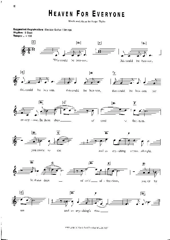 télécharger la partition d'accordéon Heaven for everyone (Interprètes : Queen) (Disco Rock) au format PDF