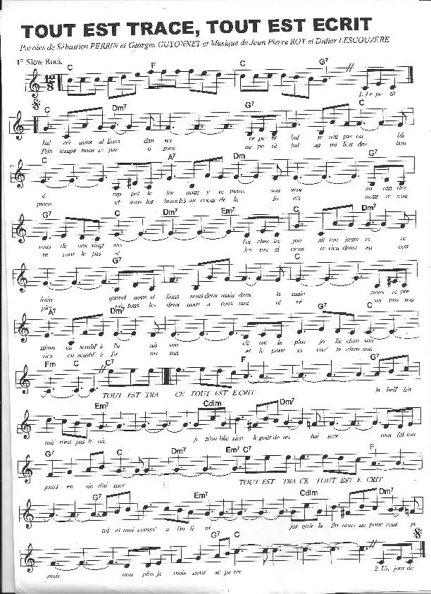 télécharger la partition d'accordéon Tout est tracé Tout est écrit (Slow Rock) au format PDF