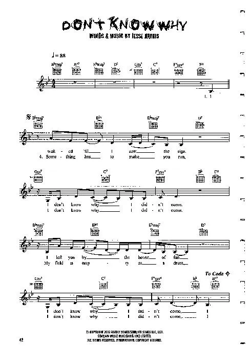télécharger la partition d'accordéon Don't know why (Interprète : Norah Jones) (Slow) au format PDF
