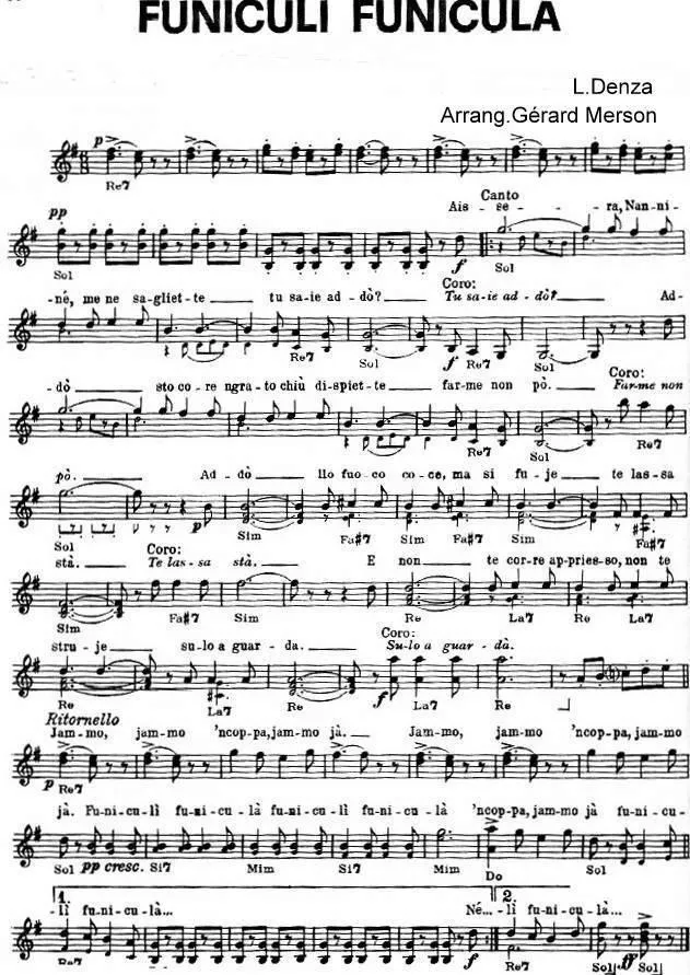 télécharger la partition d'accordéon Funiculi Funicula (Arrangement : Gérard Merson) au format PDF