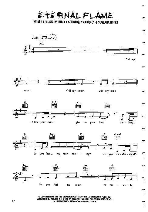 télécharger la partition d'accordéon Eternal flame (Interprète : Atomic Kitten) (Slow) au format PDF