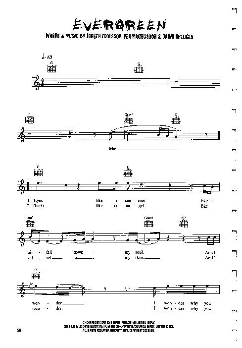 télécharger la partition d'accordéon Evergreen (Interprète : Will Young) (Slow) au format PDF