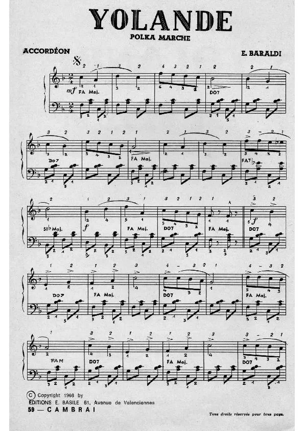 télécharger la partition d'accordéon Yolande (Polka Marche) au format PDF