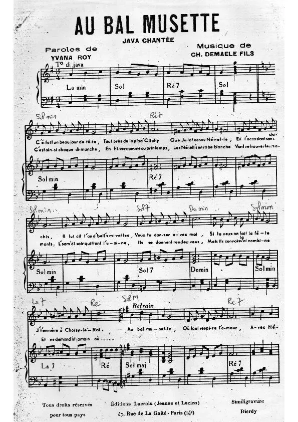 télécharger la partition d'accordéon Au bal musette (Java Chantée) au format PDF