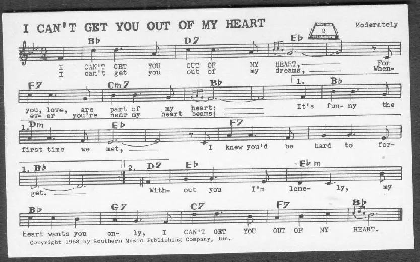 télécharger la partition d'accordéon I can't get you out of my heart (Enregistré par : Al Martino / Bob Carroll) au format PDF