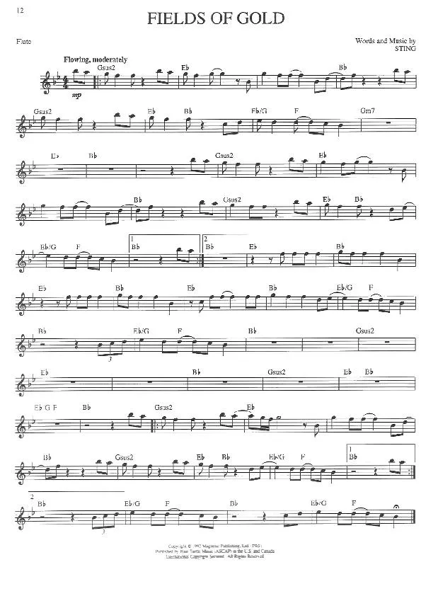 télécharger la partition d'accordéon Fields of gold (Rumba) au format PDF
