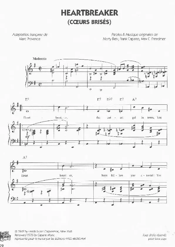 télécharger la partition d'accordéon Heartbreaker (Coeurs brisés) (Charleston) au format PDF
