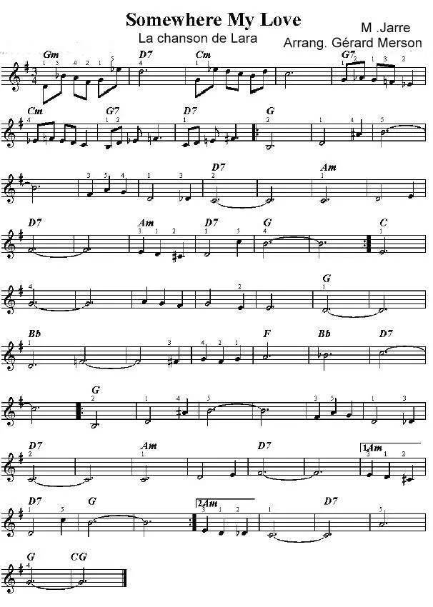 télécharger la partition d'accordéon Somewhere my love (La chanson de Lara) (Arrangement : Gérard Merson) au format PDF