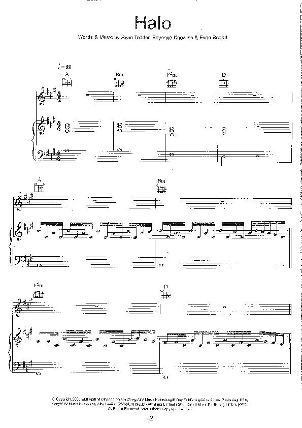 télécharger la partition d'accordéon Halo (Chant : Beyoncé) (Slow) au format PDF