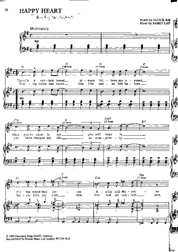 télécharger la partition d'accordéon Happy heart (Chant: Andy Williams) (Rumba) au format PDF