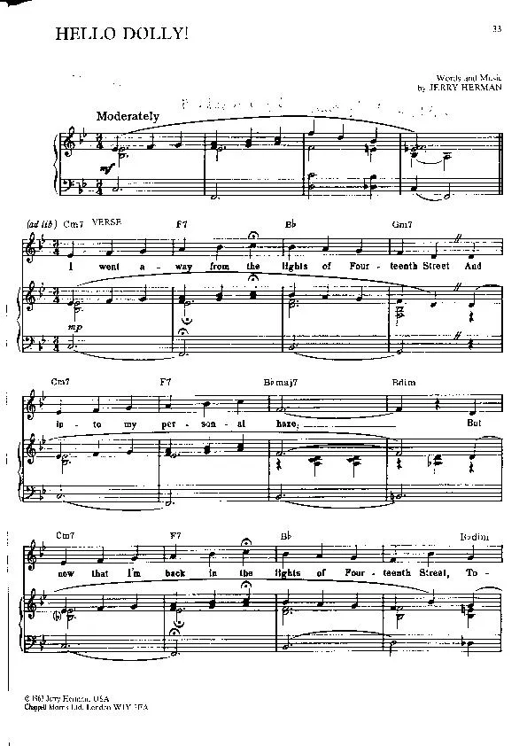 télécharger la partition d'accordéon Hello Dolly au format PDF