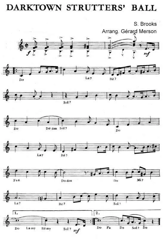 télécharger la partition d'accordéon Darktown strutters' ball (Arrangement : Gérard Merson) au format PDF