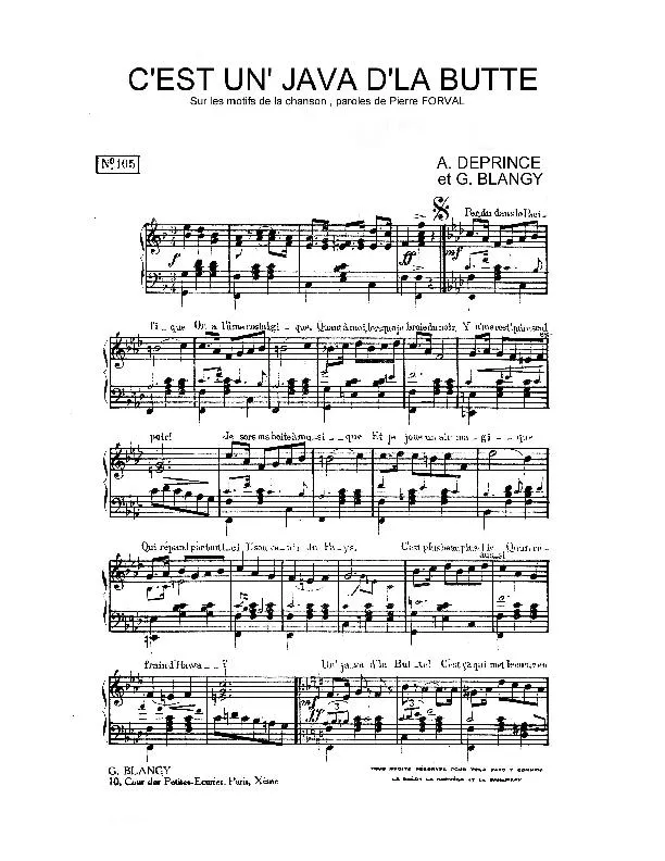 télécharger la partition d'accordéon C'est un' java d' la butte (Sur les motifs de la chanson) au format PDF