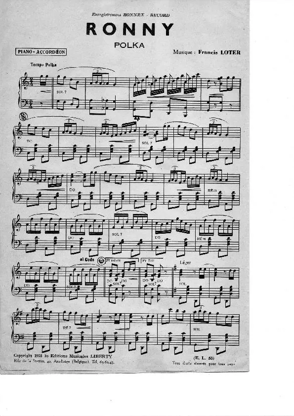télécharger la partition d'accordéon Ronny (Polka) au format PDF