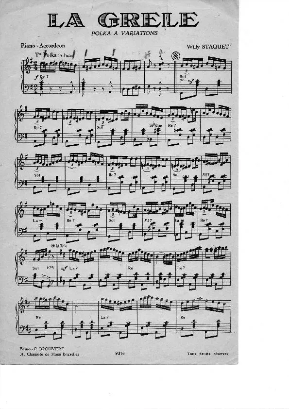 télécharger la partition d'accordéon La Grêle (Polka à Variations) au format PDF