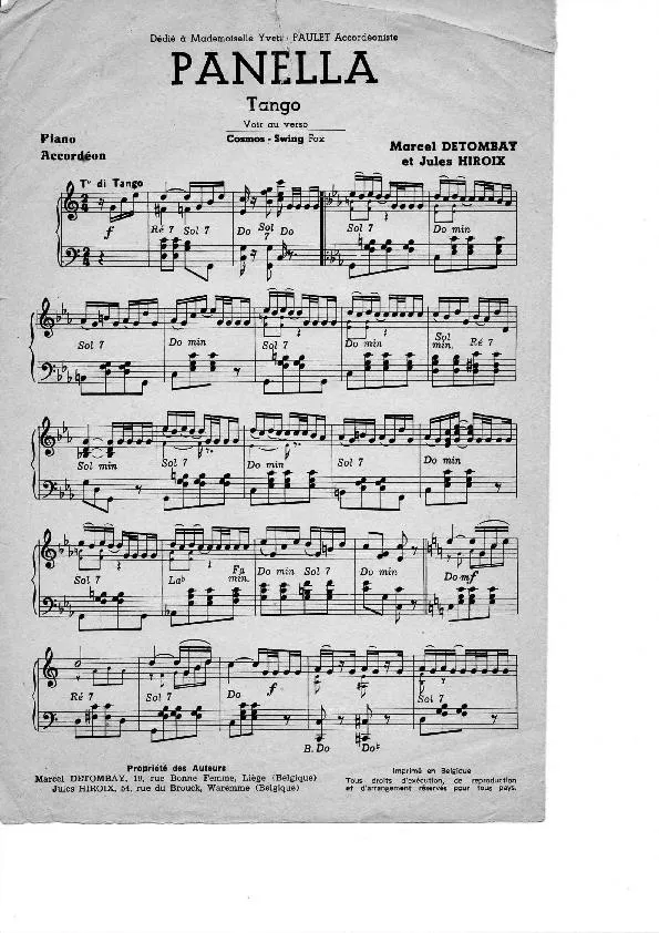 télécharger la partition d'accordéon Panella (Tango) au format PDF
