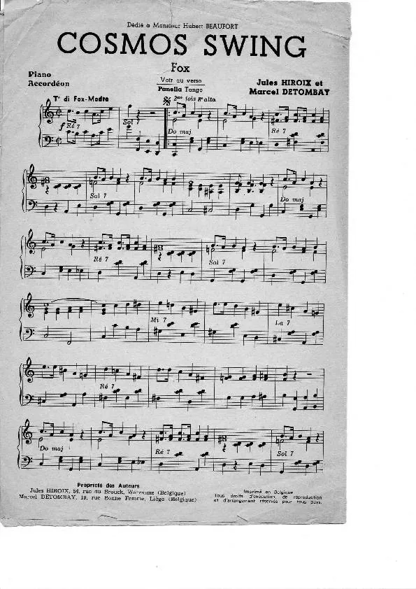 télécharger la partition d'accordéon Cosmos Swing (Fox) au format PDF