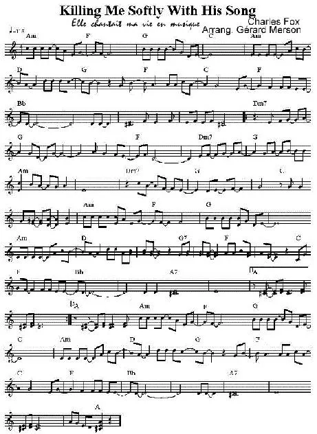 télécharger la partition d'accordéon Killing me softly with his song (Elle chantait ma vie en musique) (Arrangement : Gérard Merson) au format PDF