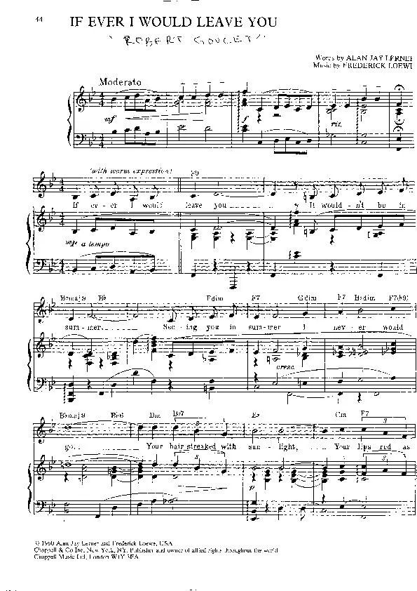 télécharger la partition d'accordéon If ever I would leave you (Chant : Robert Goulet) (Ballade) au format PDF