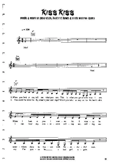 télécharger la partition d'accordéon Kiss kiss (Chant : Holy Vallance) (Soul Pop) au format PDF