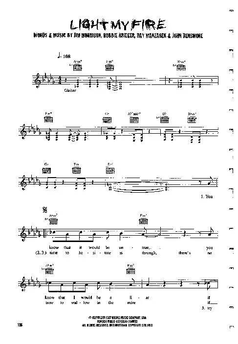 télécharger la partition d'accordéon Light my fire (Chant : Will Young) (Rumba) au format PDF