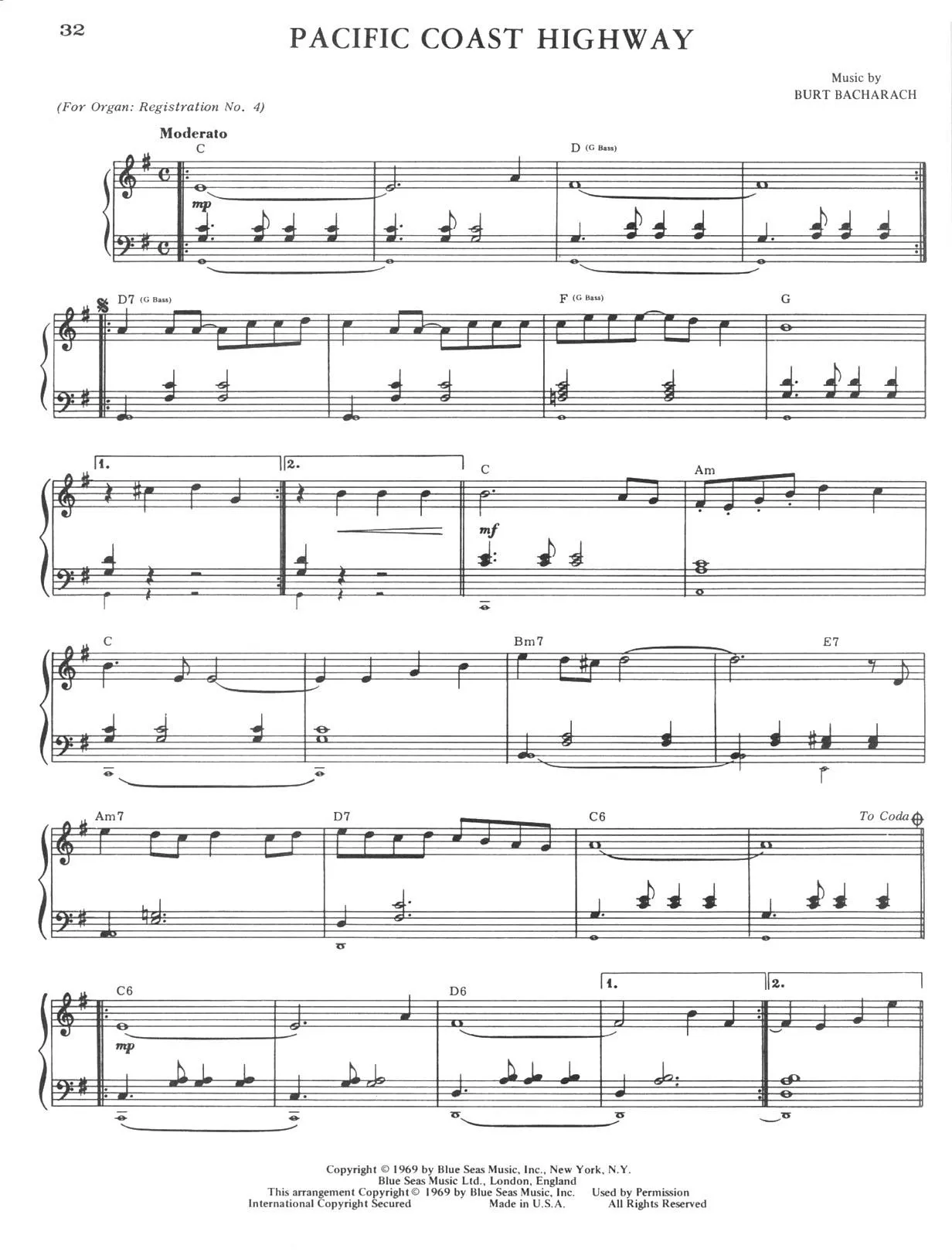 télécharger la partition d'accordéon Pacific Coast Highway (Instrumentale) au format PDF