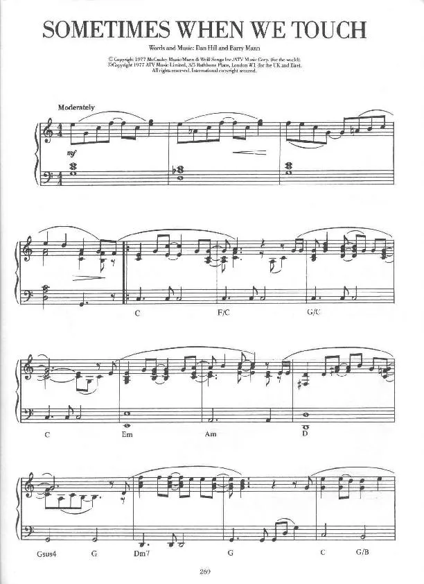 télécharger la partition d'accordéon Sometimes when we touch (Slow) au format PDF
