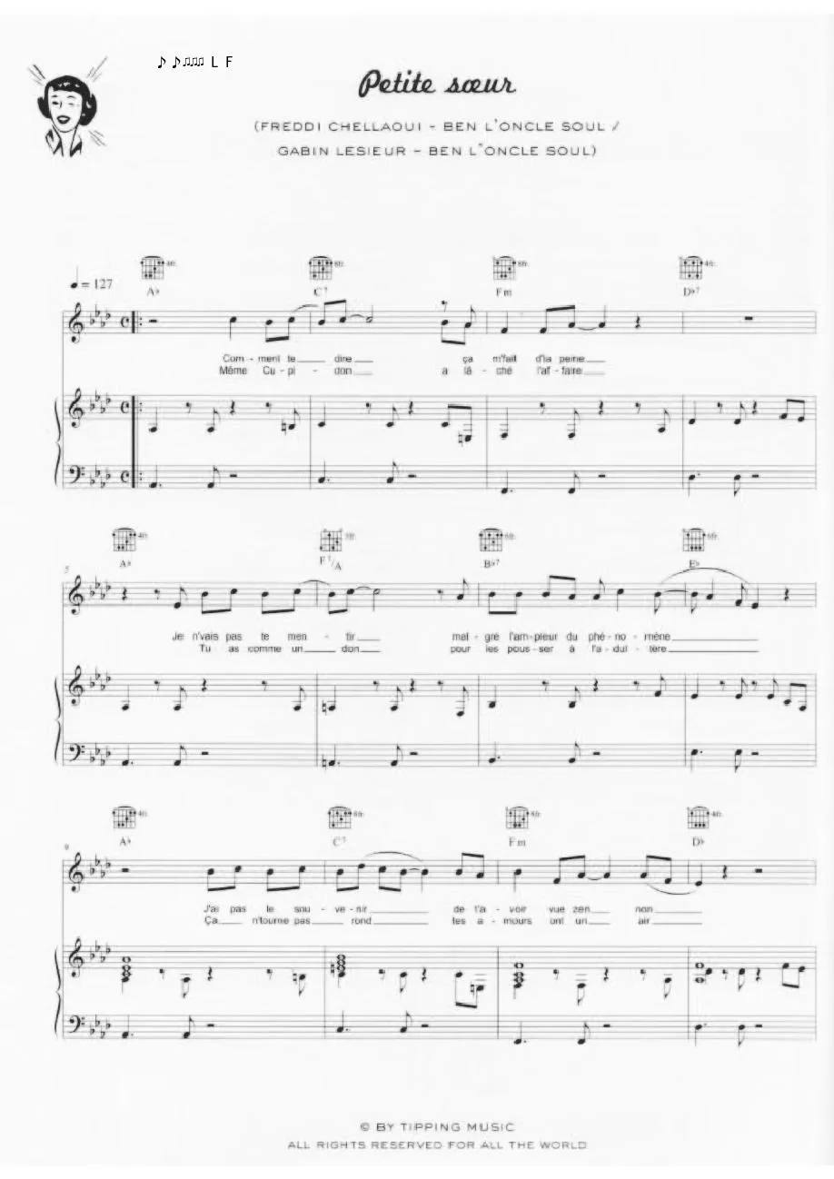 télécharger la partition d'accordéon Petite soeur (Chant : L'oncle Soul) au format PDF