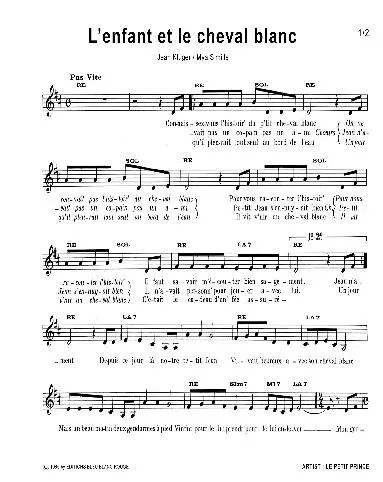 télécharger la partition d'accordéon L'enfant et le cheval blanc (Chant : Le petit Prince) au format PDF