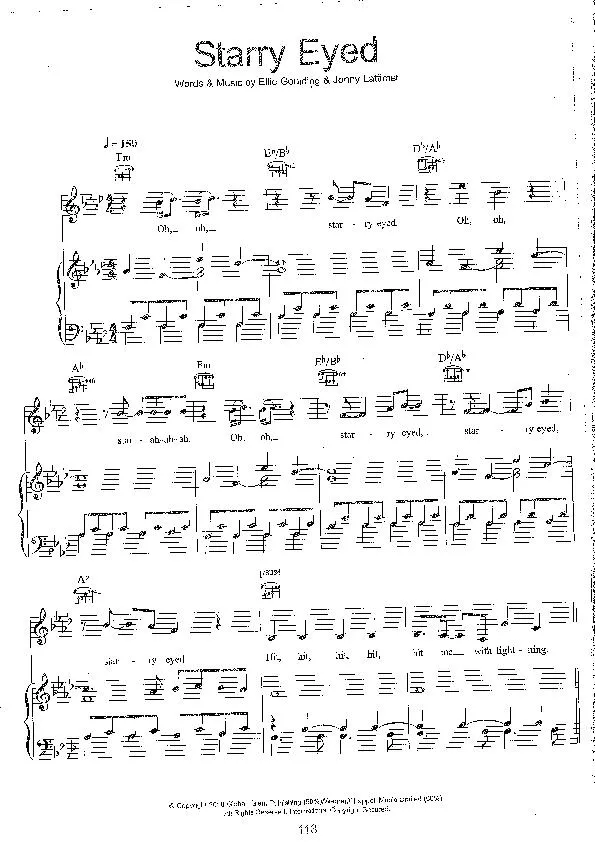 télécharger la partition d'accordéon Starry eyed (Chant : Ellie Goulding) (Disco Rock) au format PDF