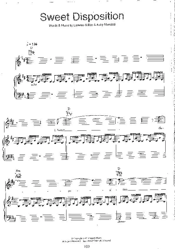 télécharger la partition d'accordéon Sweet disposition (Interprètes : The Temper Trap) (Alternative Rock) au format PDF