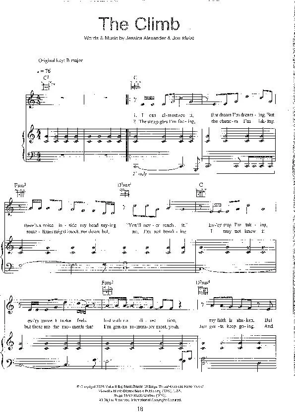 télécharger la partition d'accordéon The Climb (Chant : Joe McElderry) (Slow) au format PDF
