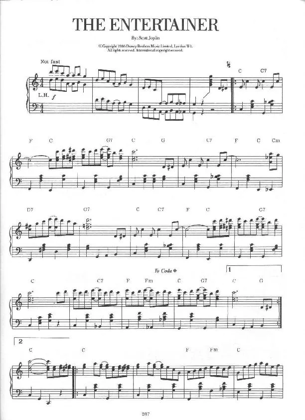 télécharger la partition d'accordéon The entertainer (Ragtime) au format PDF