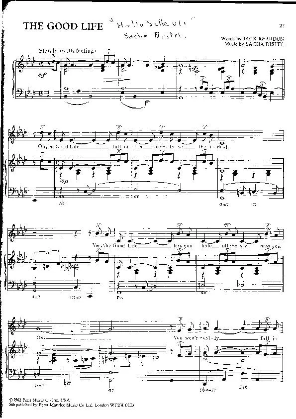 télécharger la partition d'accordéon The good life (Chant : Sacha Distel) (Slow) au format PDF