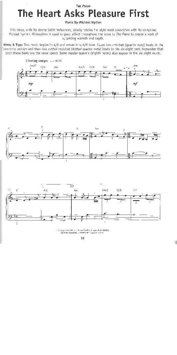 télécharger la partition d'accordéon The heart asks pleasure first (Du Film : The Piano) au format PDF