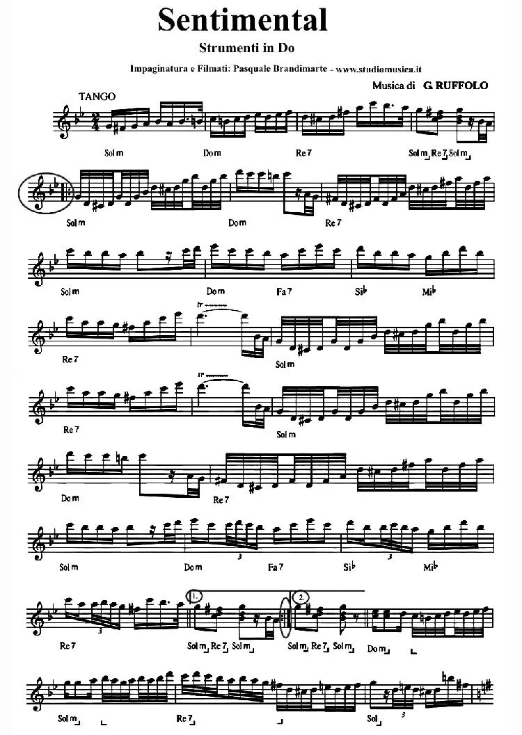 télécharger la partition d'accordéon Sentimental (Tango) au format PDF