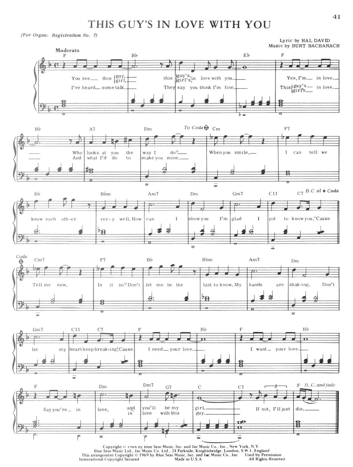 télécharger la partition d'accordéon This guy's (girl's) in love with you (Interprètes : Herb Alpert and The Tijuana Brass) (Slow) au format PDF