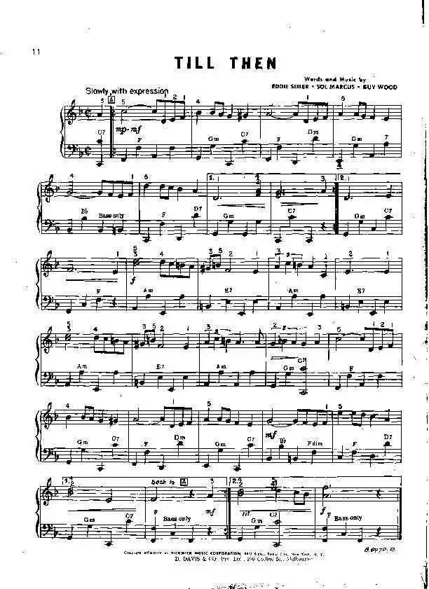 télécharger la partition d'accordéon Till then (Interprètes : The Mills Brothers) (Slow) au format PDF