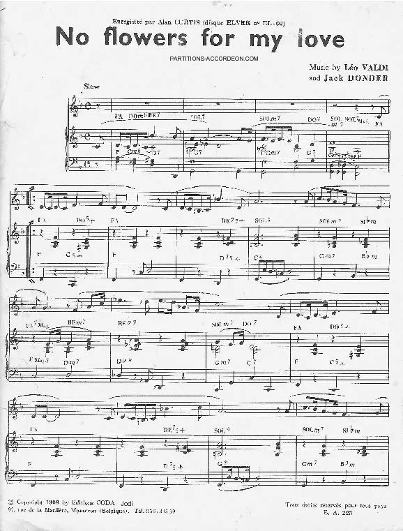 télécharger la partition d'accordéon No flowers for my love (Slow) au format PDF