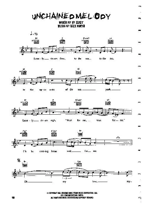 télécharger la partition d'accordéon Unchained melody (Chant : Gareth Gates) (Slow Rock) au format PDF