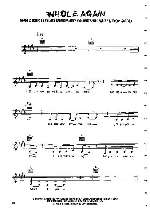 télécharger la partition d'accordéon Whole again (Interprètes : Atomic Kitten) (Slow) au format PDF