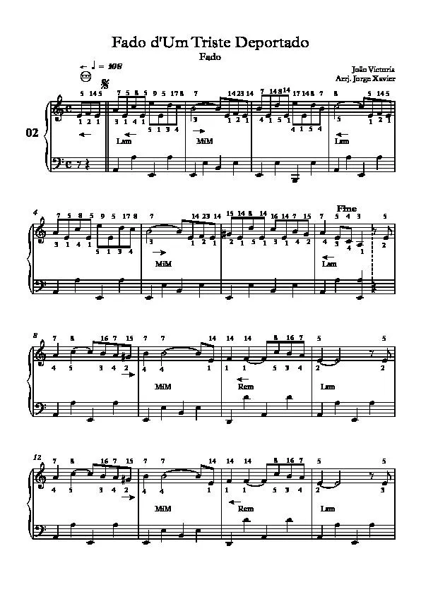 télécharger la partition d'accordéon Fado de Um Triste Deportado (Arrangement : Jorge Xavier) (Fado) au format PDF