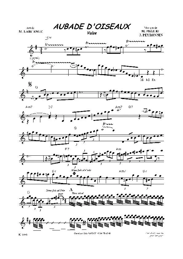 télécharger la partition d'accordéon Aubade d'Oiseaux (Arrangement : Maurice Larcange) (Valse) au format PDF