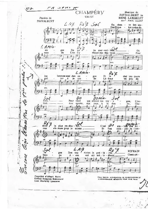 télécharger la partition d'accordéon Champéry (Arrangement : Paul Uldry) (Valse) au format PDF